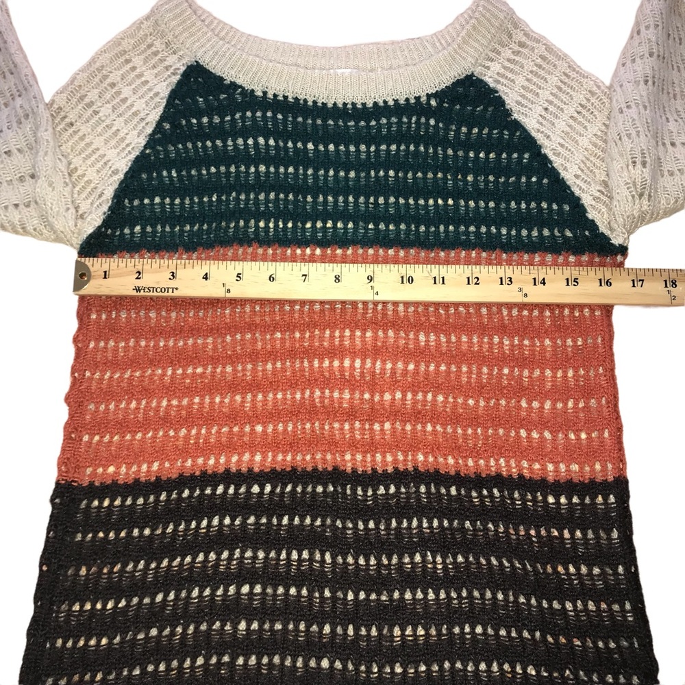 MAK B Color Block Open Knit Sweater - Women’s Small - Picture 3 of 10